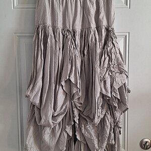 Calypso St. Barth Lourdes skirt silver silk midi small S